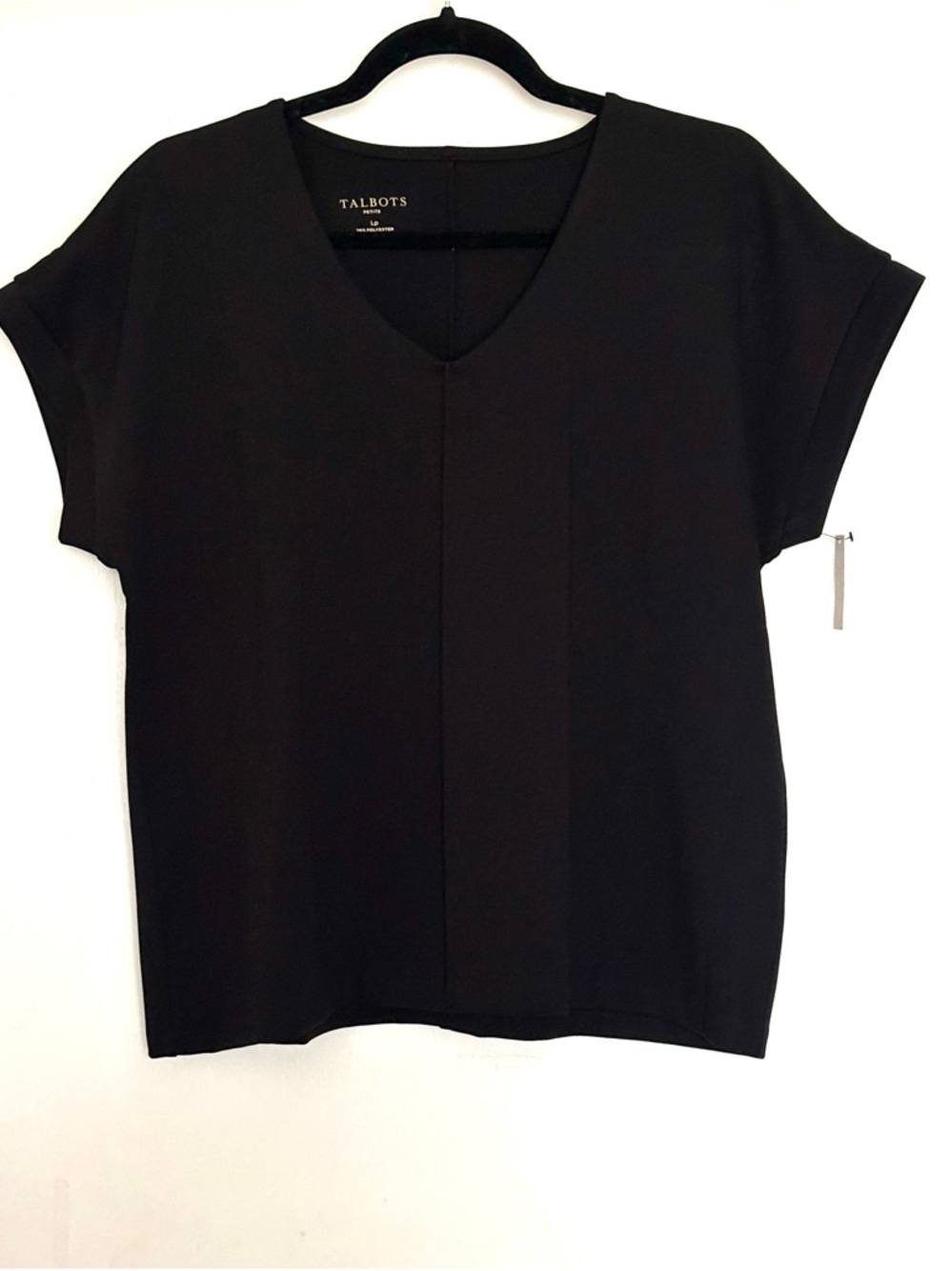 Talbots Easy Travel Black V-Neck Blouse NWT | Wrinkle-Resistant | Size LP